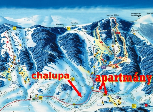 mapa apartmánů v Rokytnici nad Jizerou